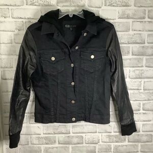 Jet by John Eshaya Black Denim body Leather sleeve XS (0203)